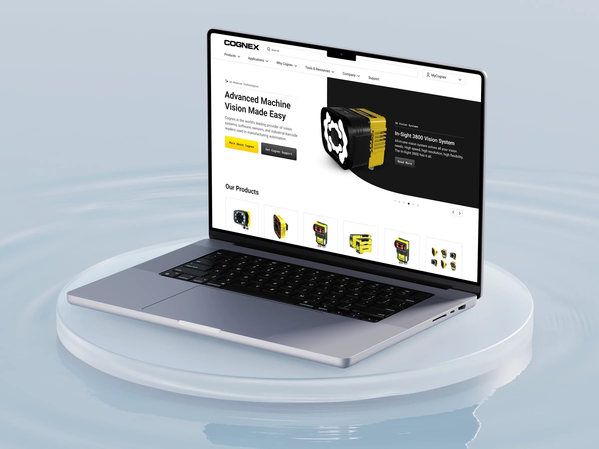 Cognex homepage on MacBook